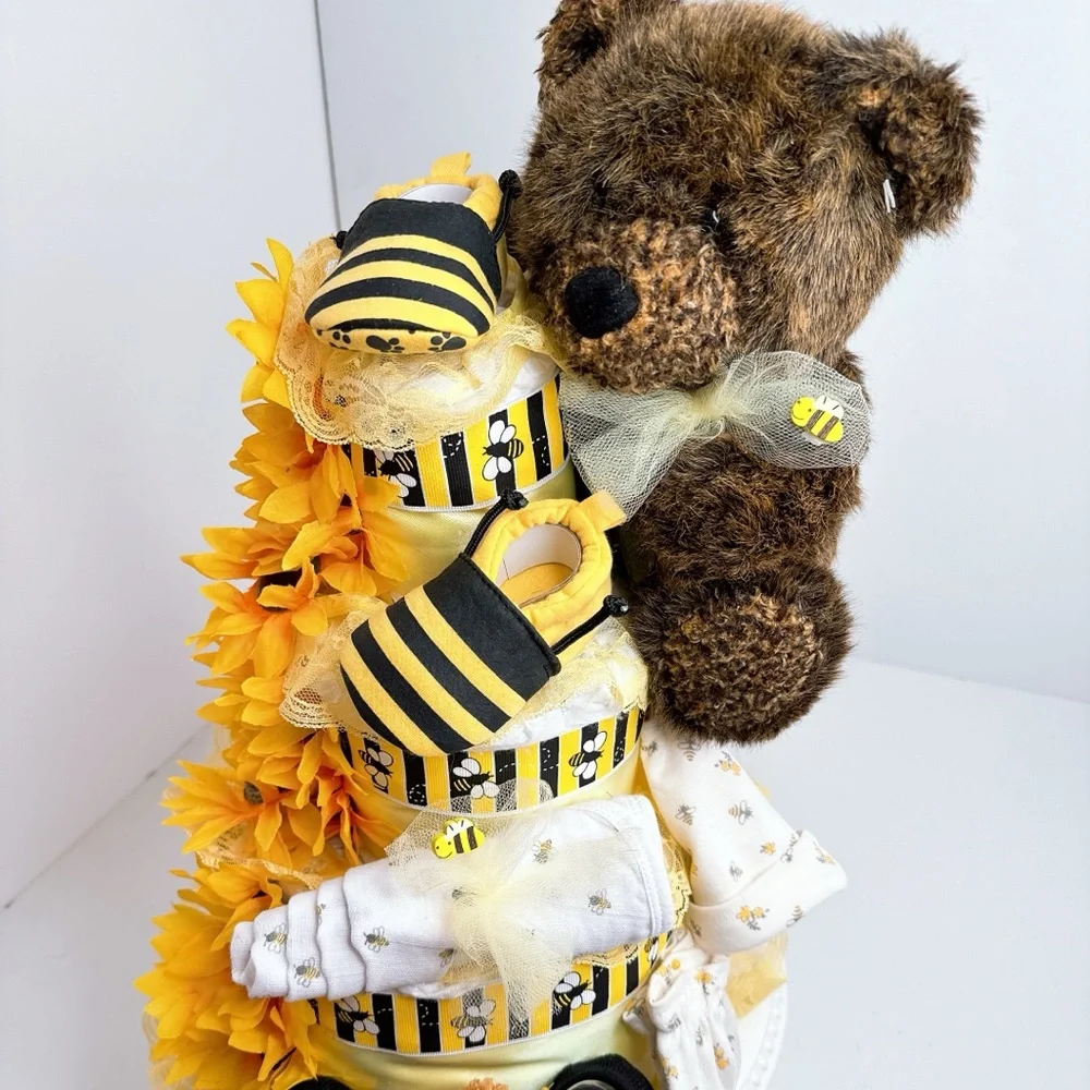 Sunflowers Diaper Cake, Bee Baby Shower